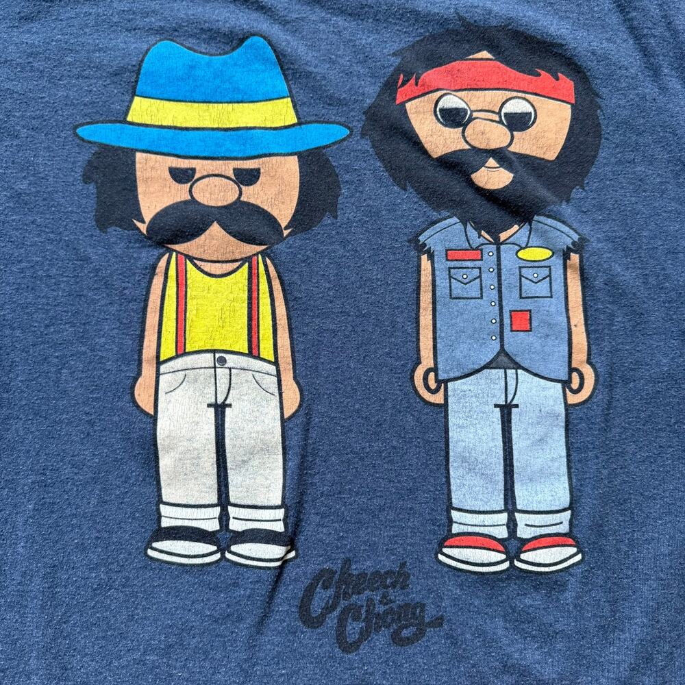 Cheech & Chong Graphic T-Shirt Cartoon Print Blue Tee Mens M